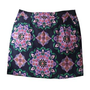 J.Crew Cotton Navy Paisley Lined Mini Skirt Size 4
